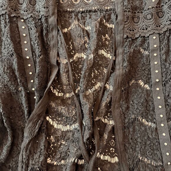 Rebellion Cardigan Studded Lace Wrap Jacket Black Duster Punk Goth Bohemian S - Picture 6 of 6
